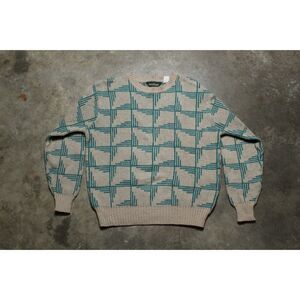 Vintage 90s Boundary Waters Teal and Gray Sweater - Large